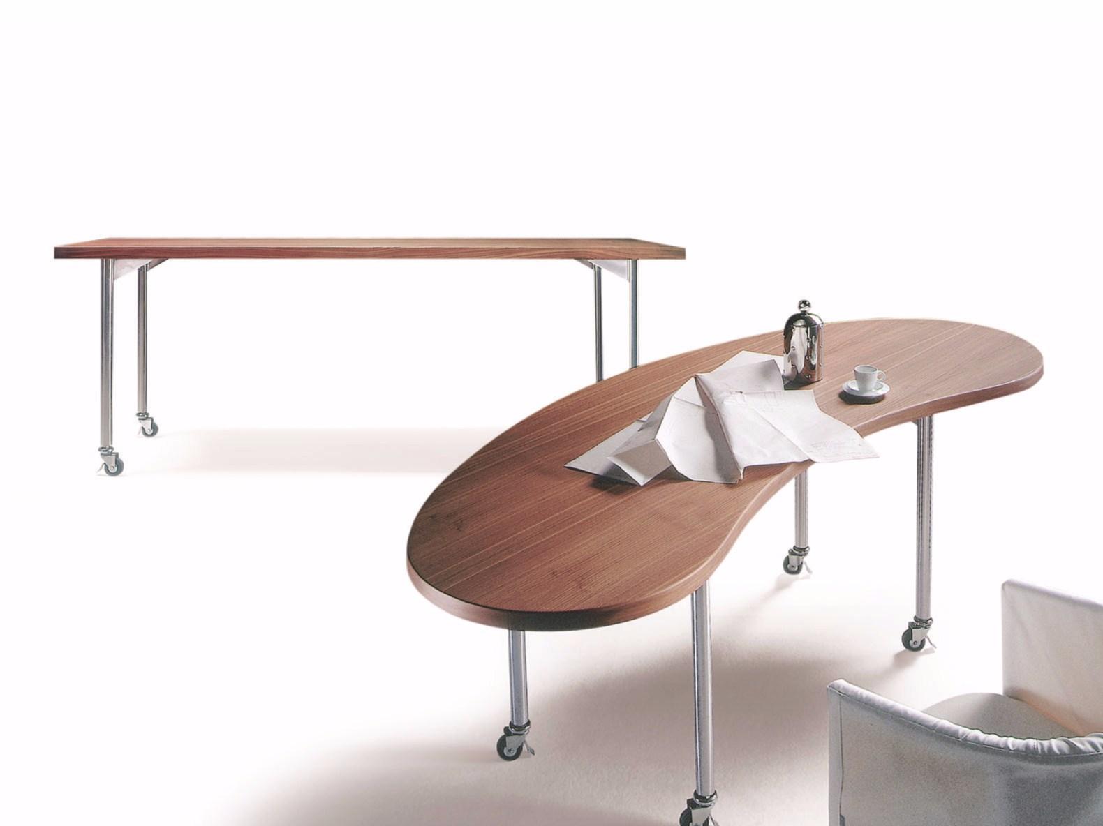 Wooden writing desk with castors | Mixer by Flexform