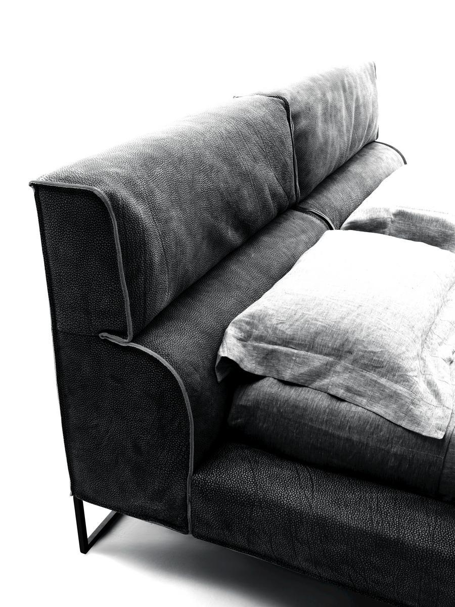 Fabric bed with removable cover with upholstered headboard | Cloud by Frigerio