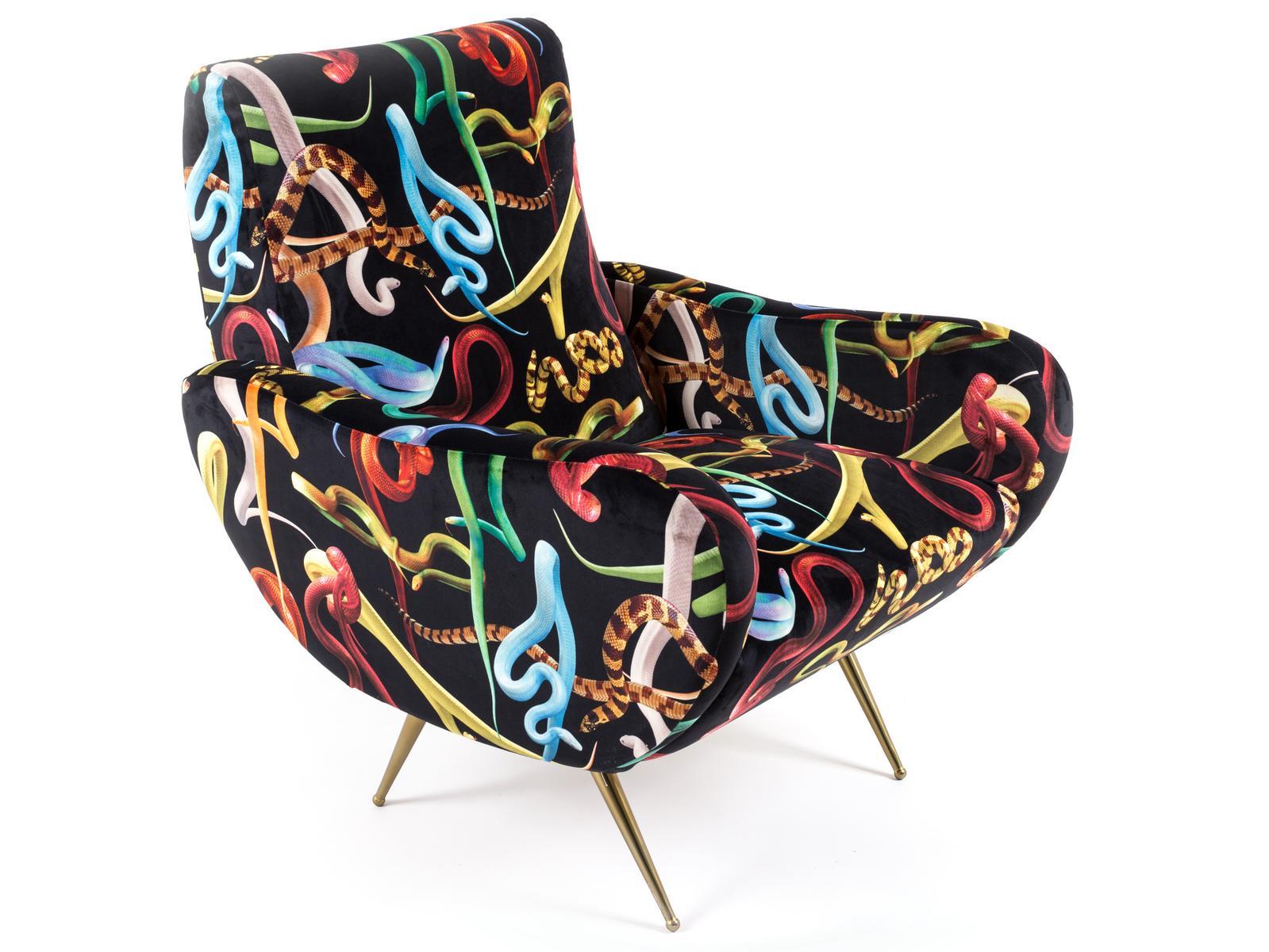 Fabric armchair with armrests | Snakes by Seletti