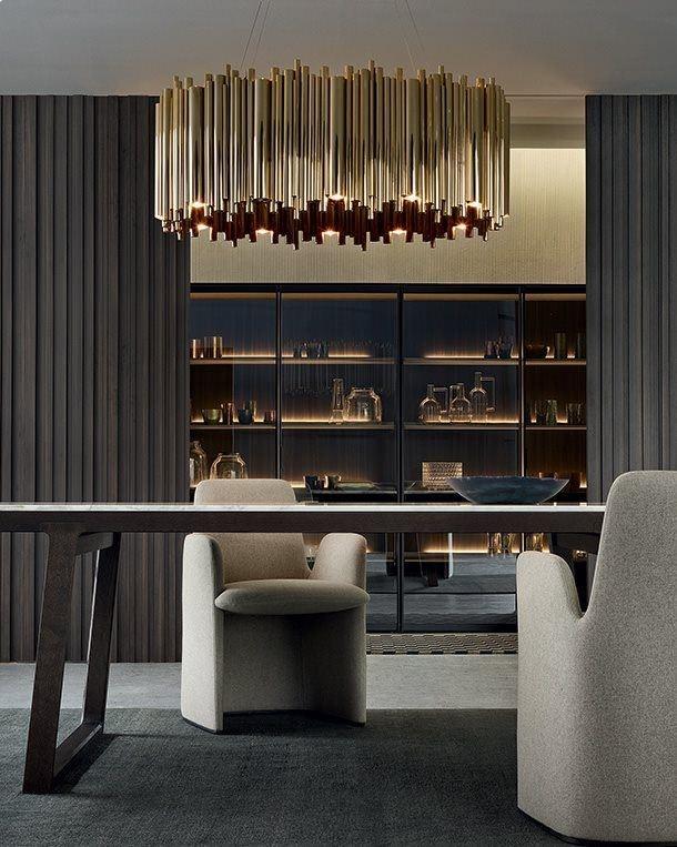 Upholstered fabric chair with armrests | Guest by Poliform