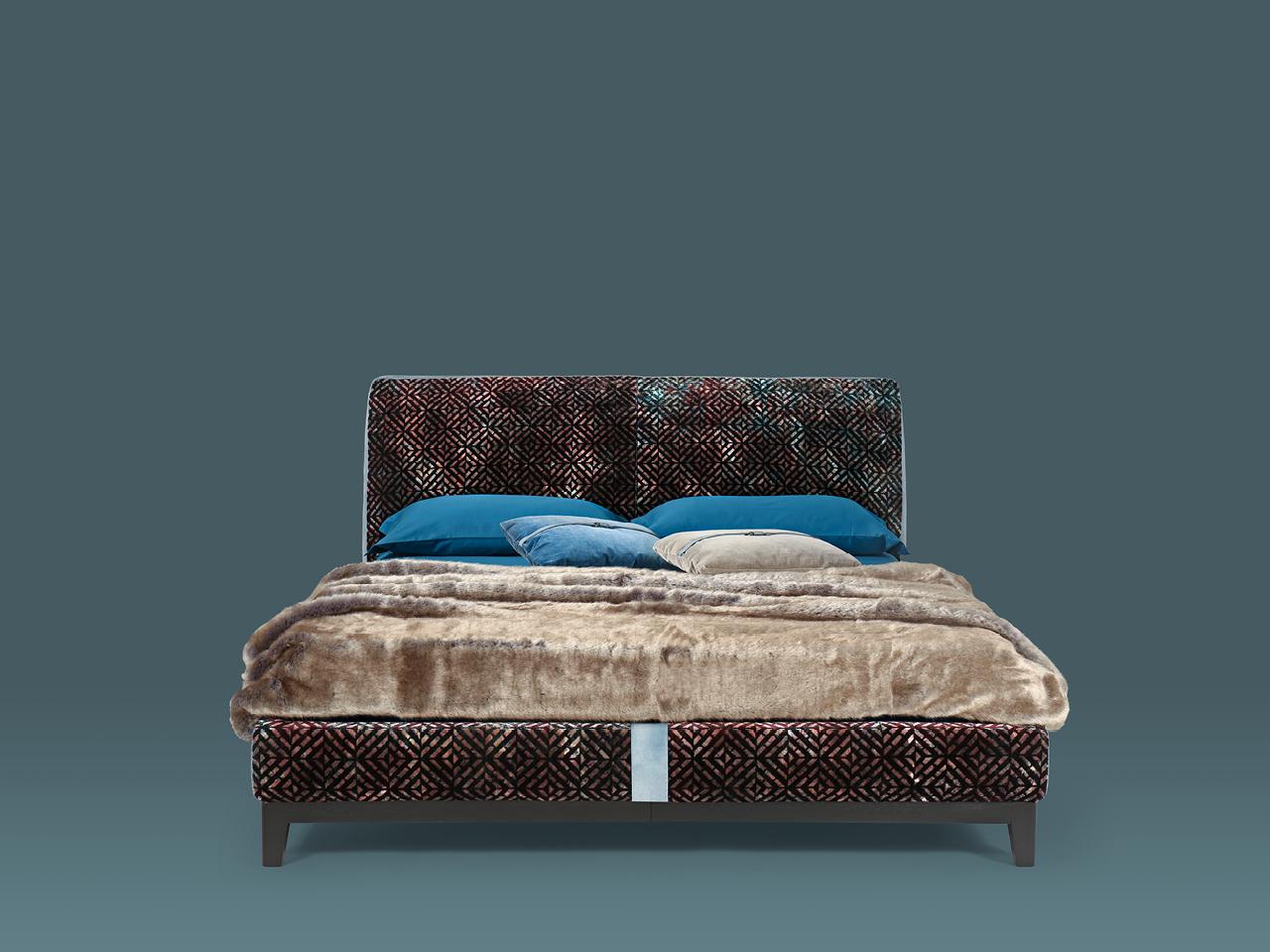Fabric double bed with upholstered headboard | Greg by Borzalino