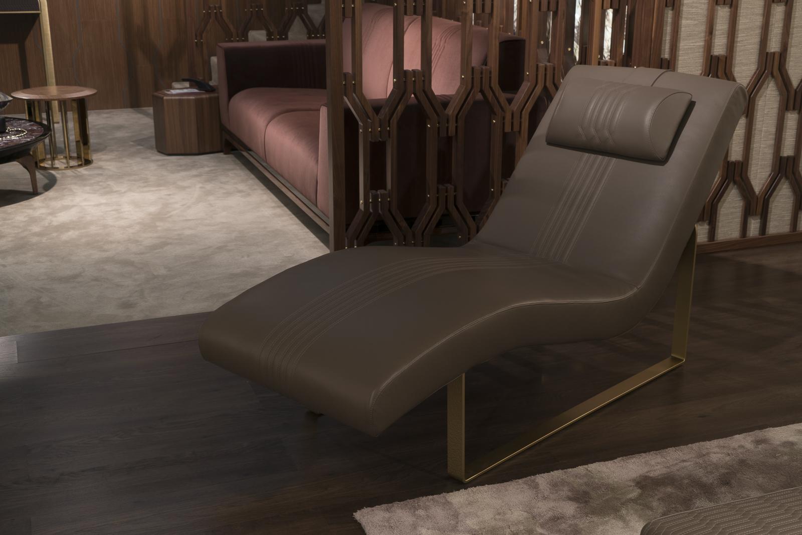 Upholstered leather Chaise longue | Gerrit by Bruno Zampa