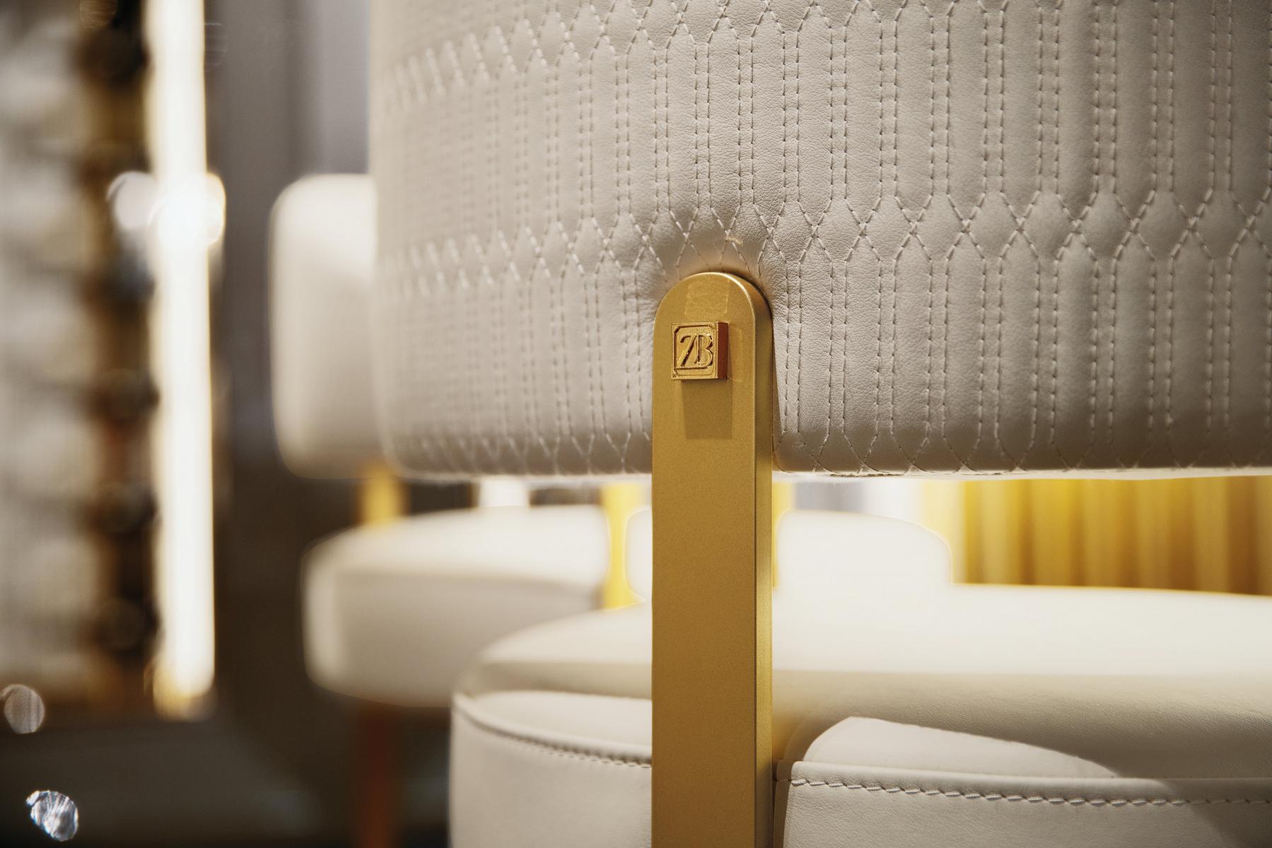 High upholstered leather barstool | Ariston by Bruno Zampa