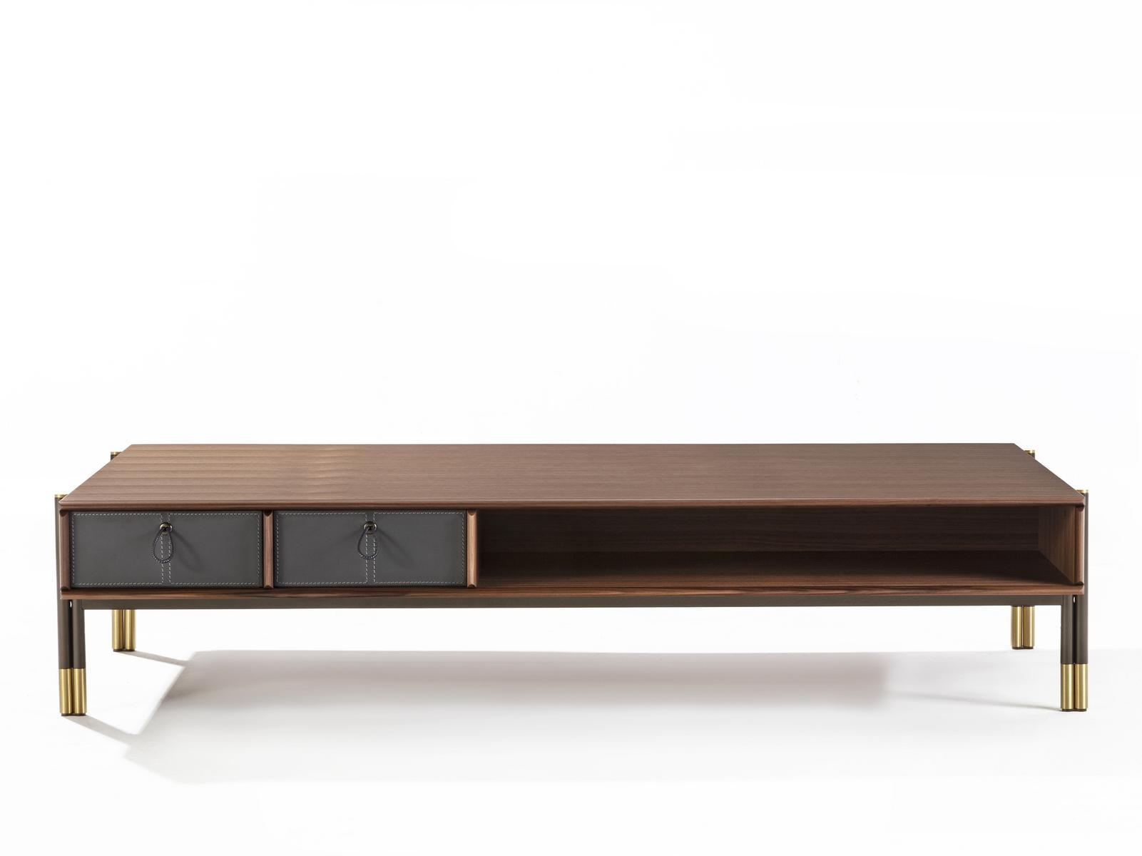 Low rectangular coffee table in canaletta walnut | Bayus by Porada