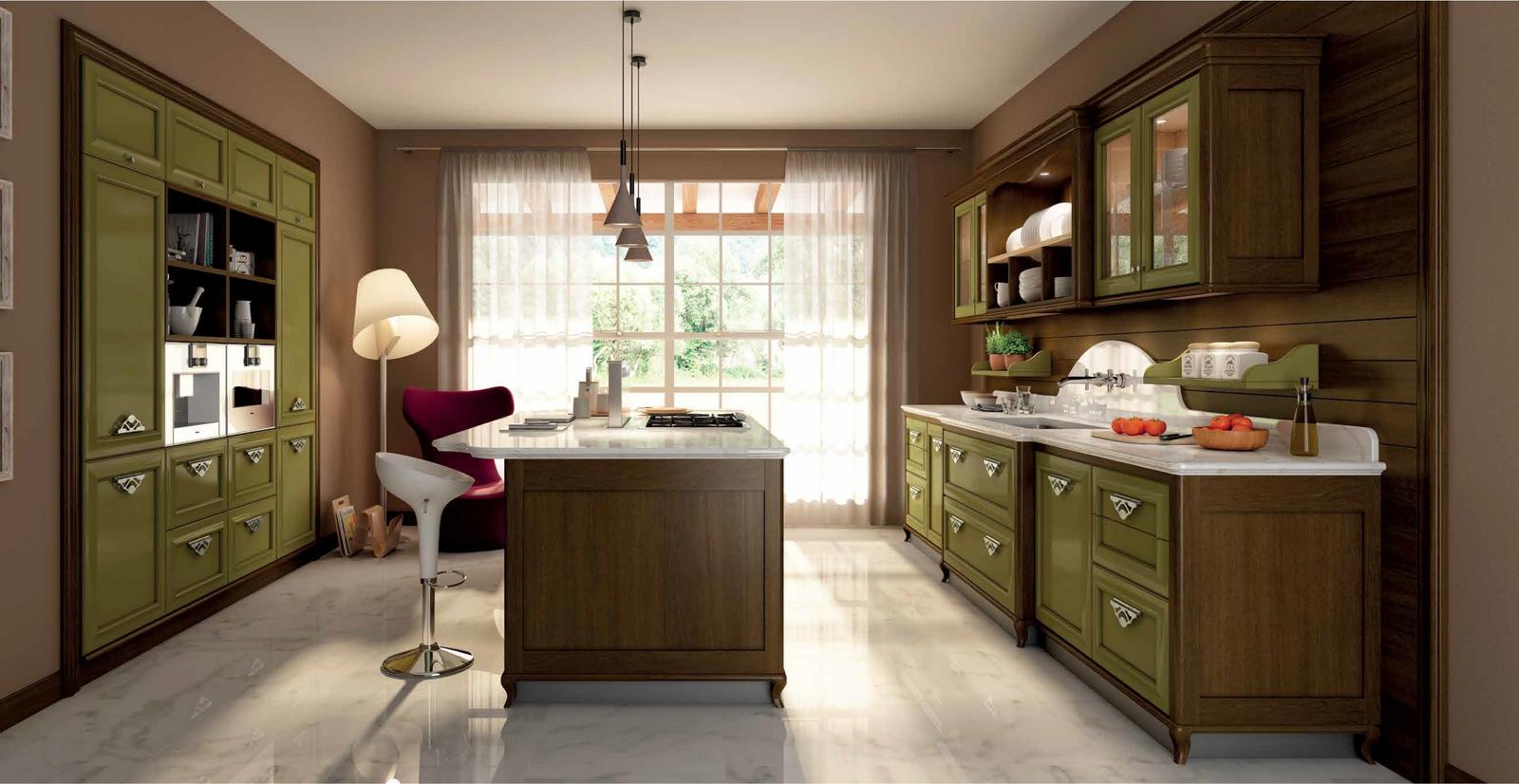 Wood kitchen with handles FM bottega d'Arte Portofino