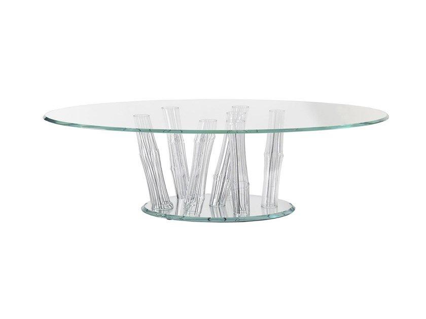 Round glass coffee table for living room | Bamboo by Reflex