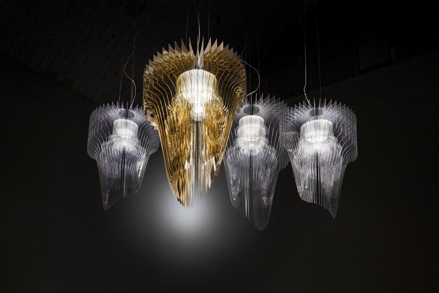 LED Lentiflex® and Cristalflex® pendant lamp | Aria Gold by Slamp