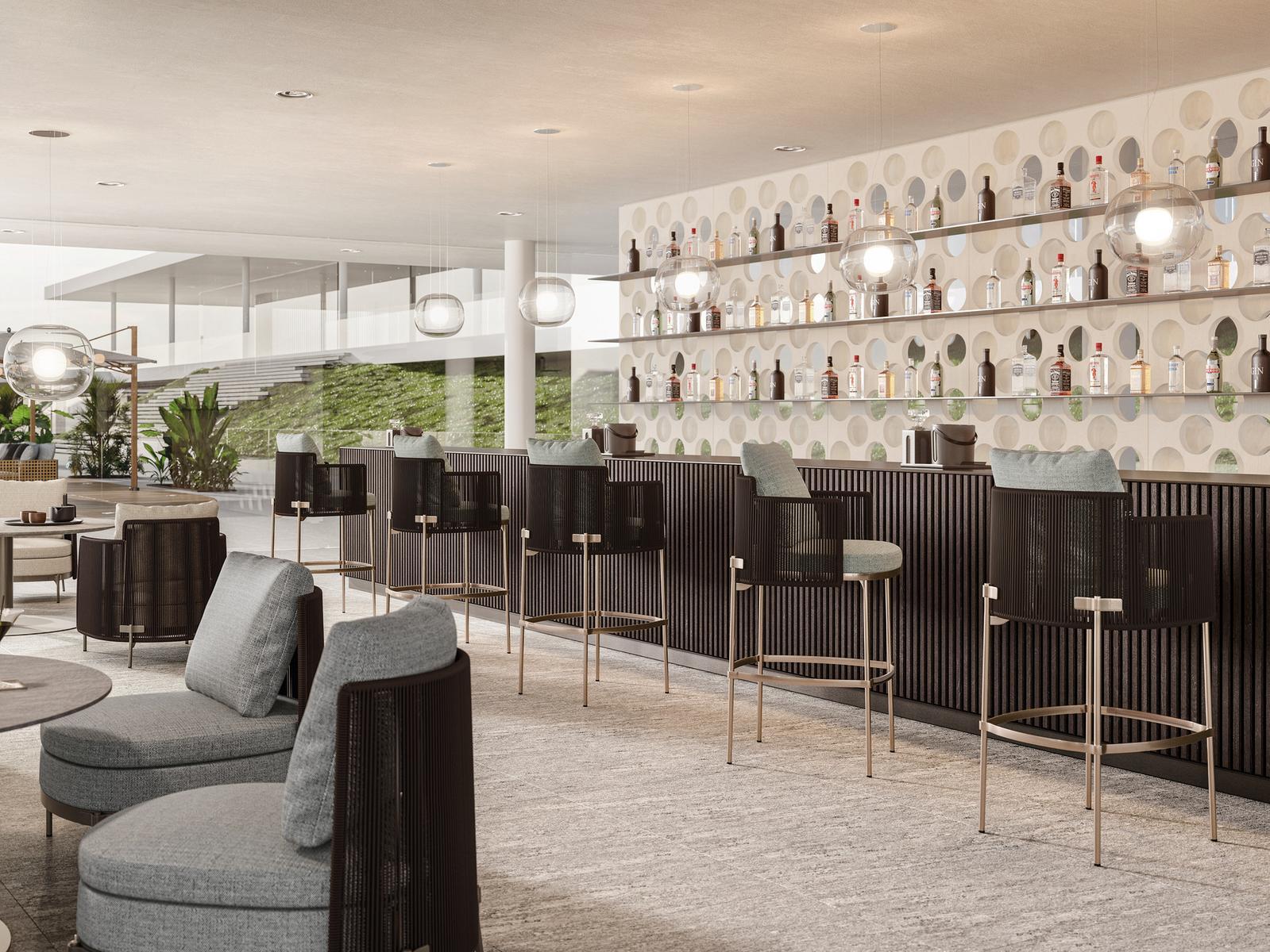 High stool with footrest | Tape Cord Outdoor by Minotti