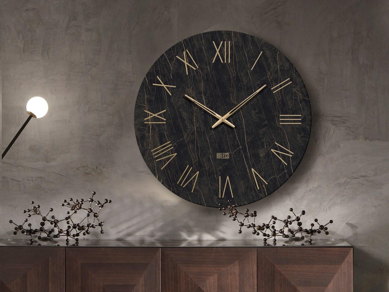 Wall-mounted screen printed glass clock | Portofino by Riflessi