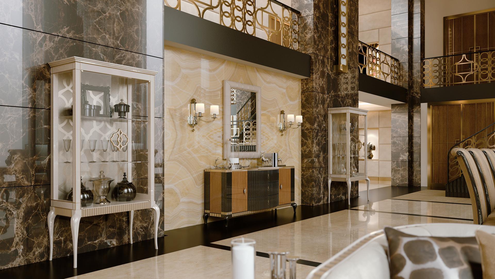 Solid wood sideboard and marble top | Duke by Bruno Zampa