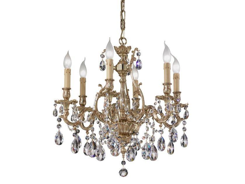 French Gold chandelier with Schoeler Crystals | Versailles 093/6-sh/g by Possoni Illuminazione