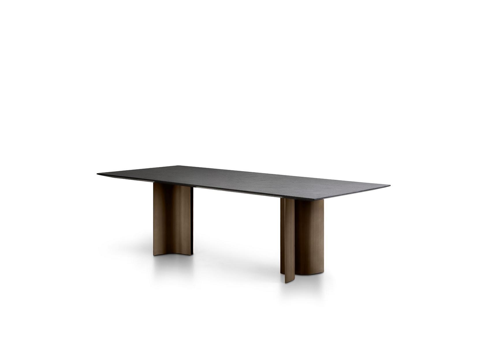Rectangular reconstructed stone table | Gullwing by Lema