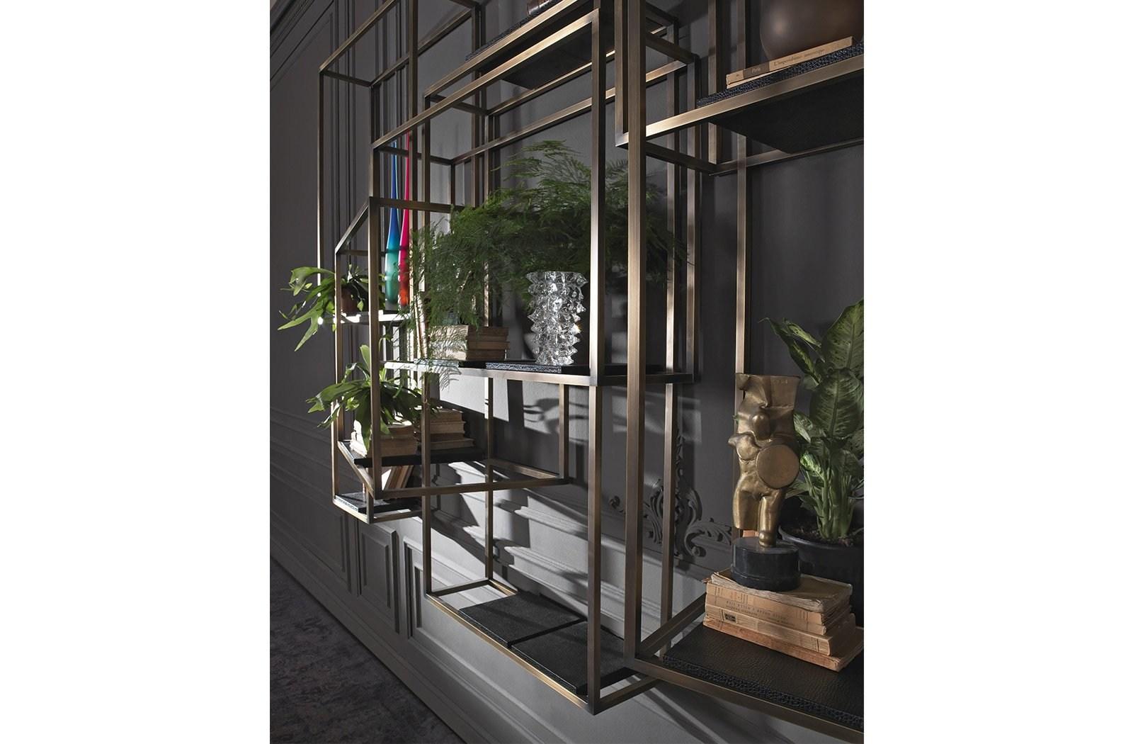 Open floating brass bookcase | Matrix by Gianfranco Ferre Home