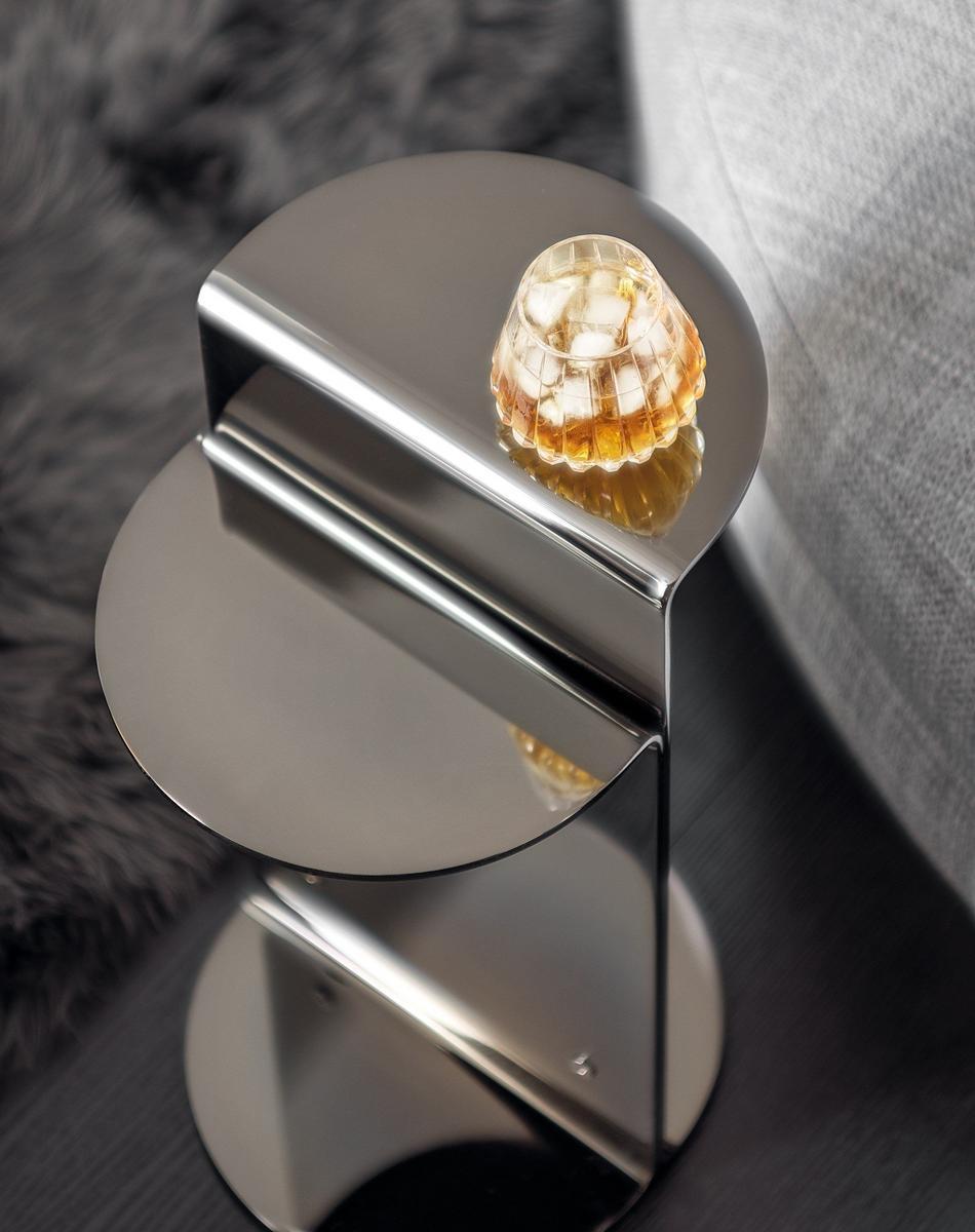 Stainless steel side table | Flirt by Minotti