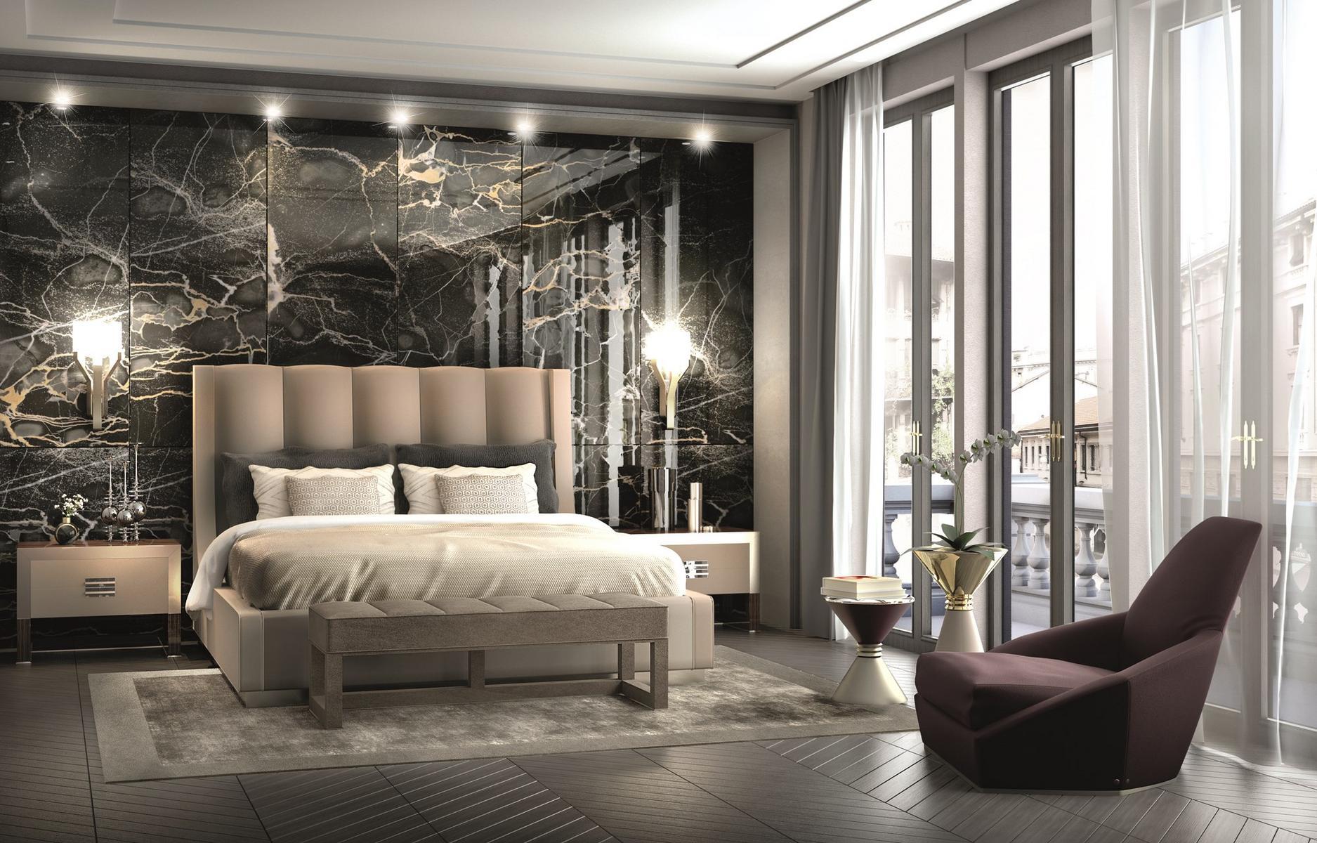 Rectangular lacquered bedside table with drawers | Orwell by Longhi