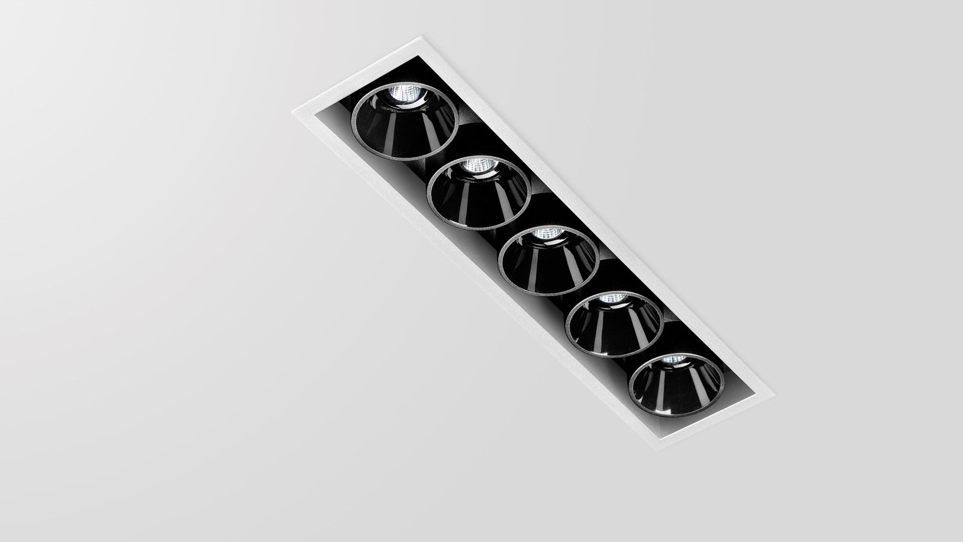 LED recessed multiple aluminium spotlight | Black Foster Recessed 5 by Arkoslight