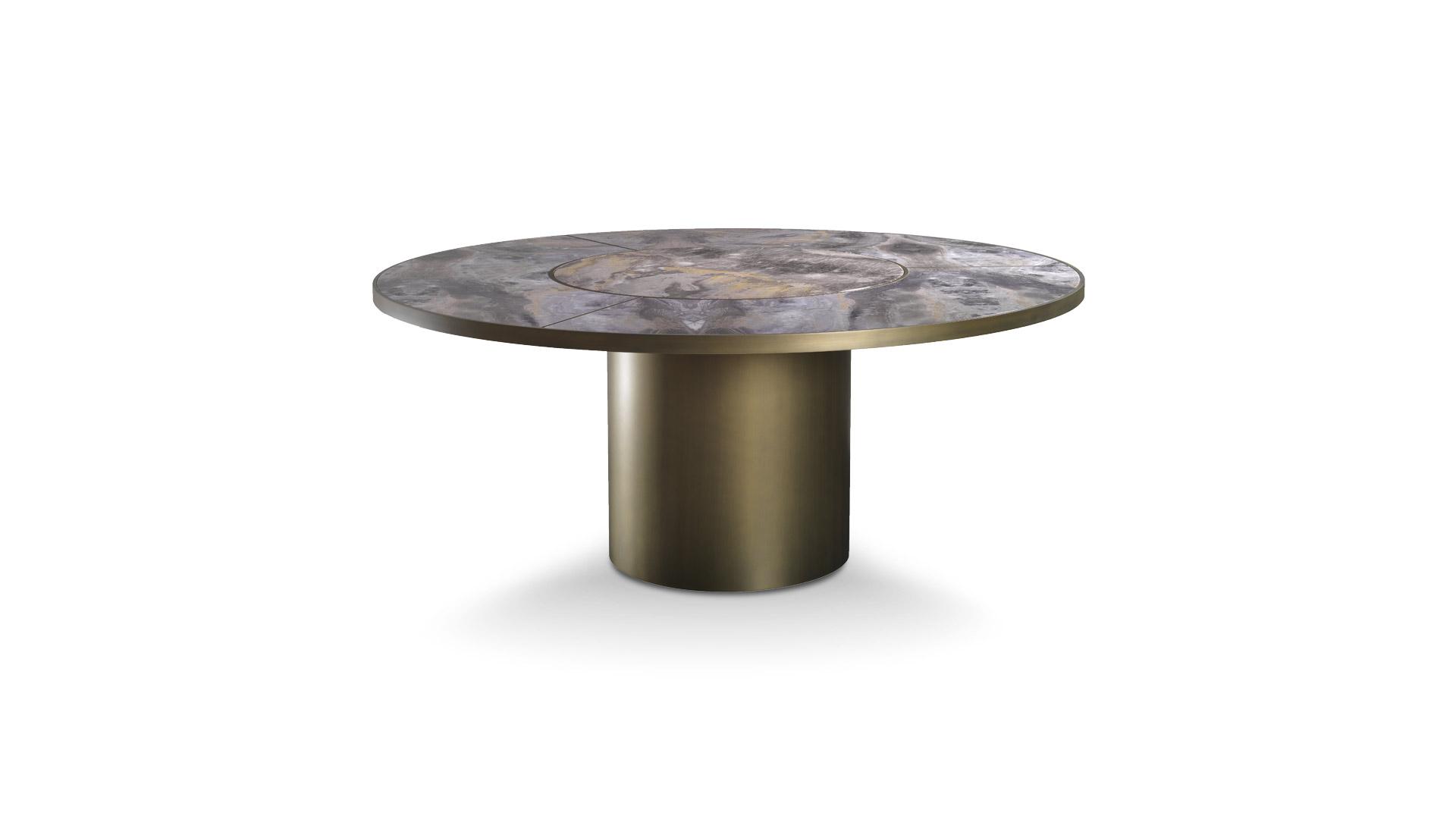 Round glass dining table | Signore Degli Anelli by Reflex