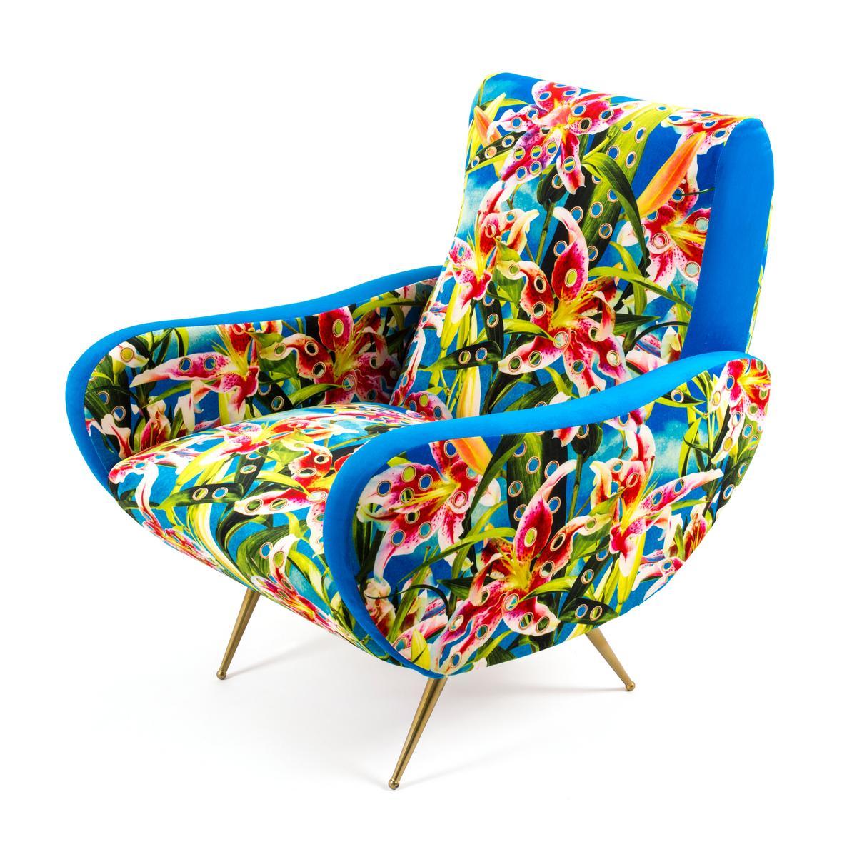 Fabric armchair with armrests | Flowers With Holes by Seletti