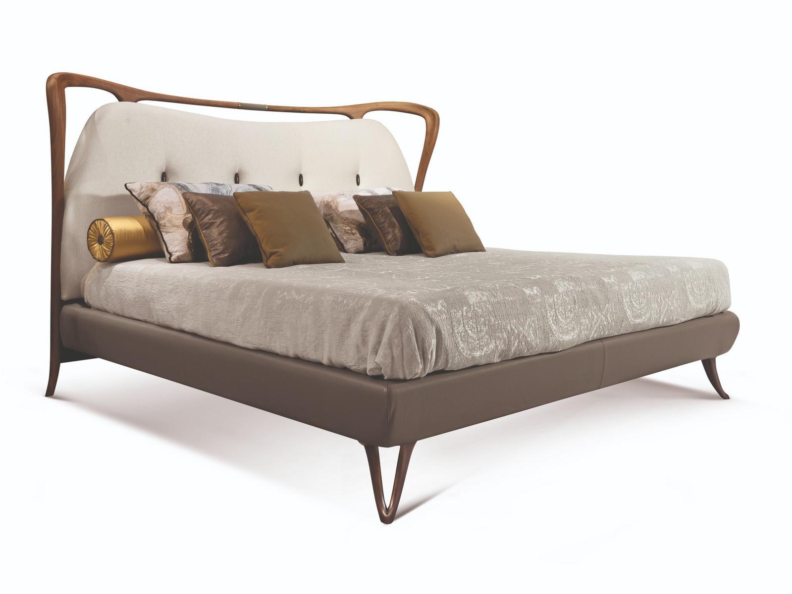 CRONO Contemporary style wooden double bed with tufted headboard with upholstered headboard