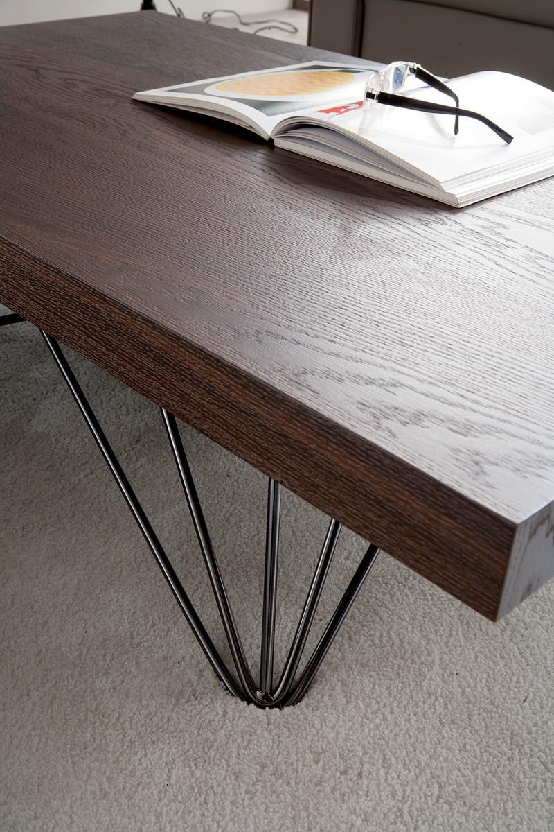 Height-adjustable wooden coffee table with integrated magazine rack | Radius by Ozzio Italia