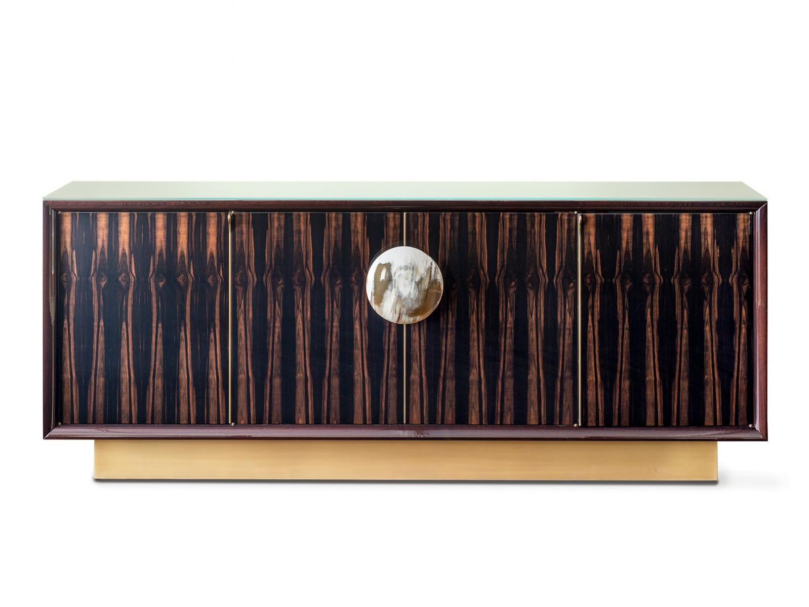 Ebony sideboard with doors, drawers and integrated lighting | Helios 7015ebl by Arcahorn