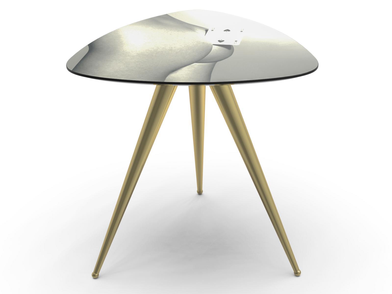 Triangular coffee table with MDF top and metal legs | Two Of Spades by Seletti