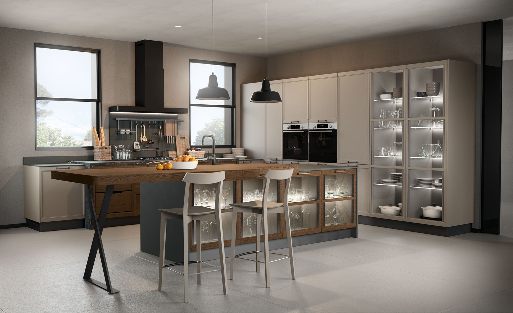 Lacquered kitchen with handles Lube Cucine Flavour