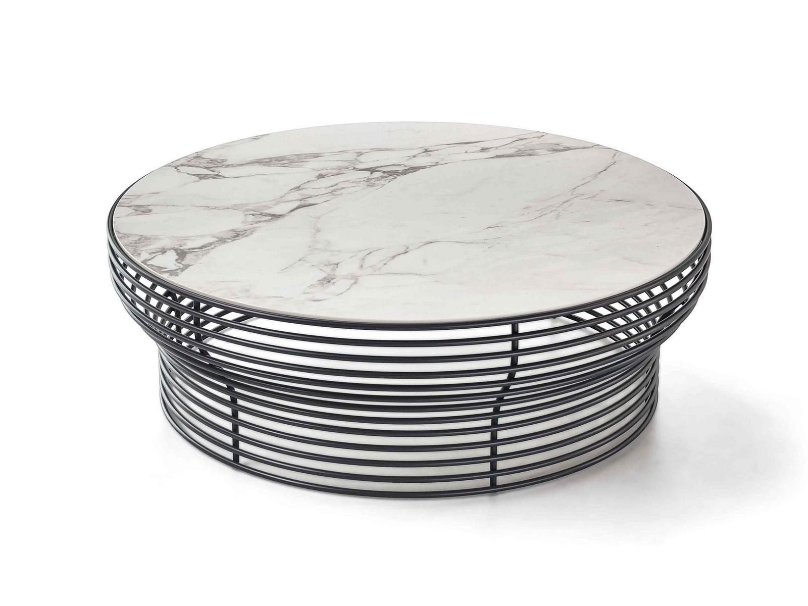 Round glass and steel coffee table | Orion by Bonaldo