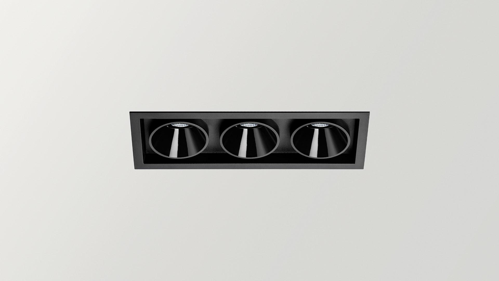 LED recessed multiple aluminium spotlight | Black Foster Recessed 3 by Arkoslight