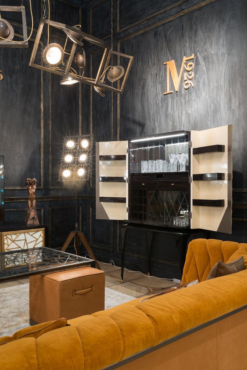 Wood veneer and parchment paper bar cabinet | Martini by Mantellassi 1926