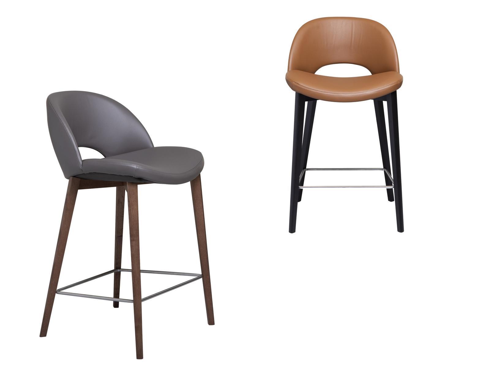 Leather stool with wooden base | Beetle by Tonin Casa