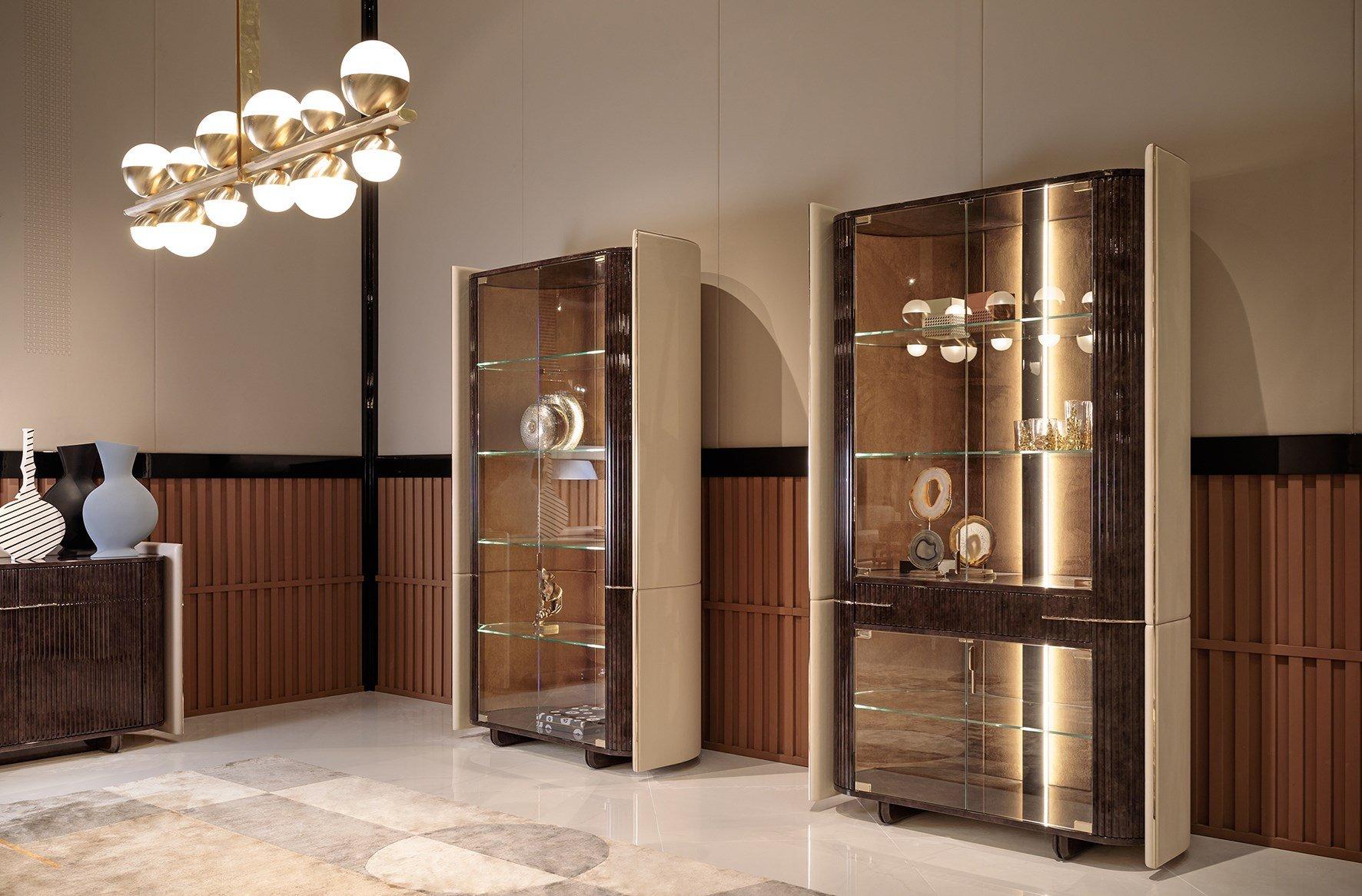 Wooden display cabinet with integrated lighting | Eclipse by Turri