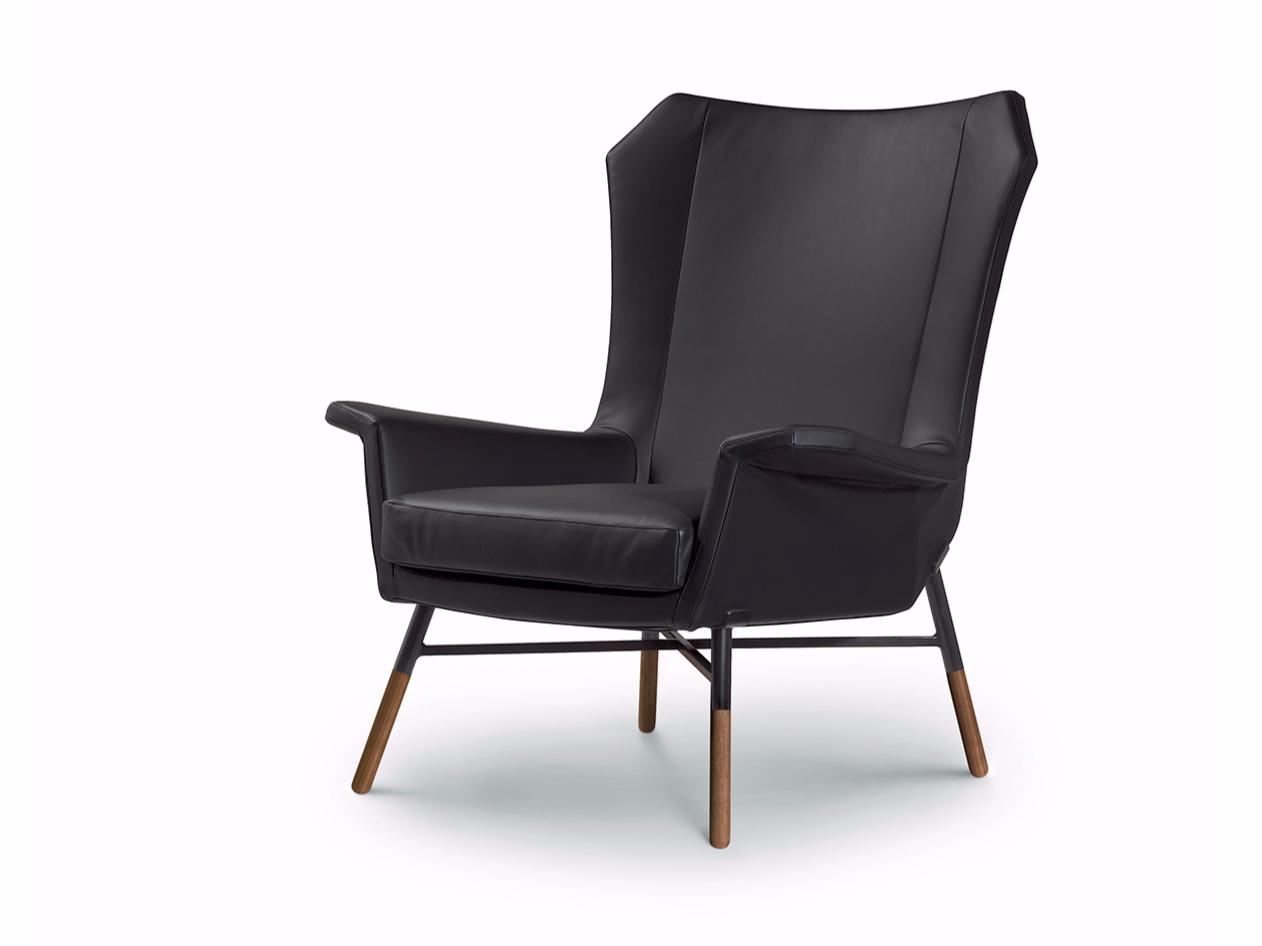 Upholstered leather armchair with armrests | Giulietta by Arflex