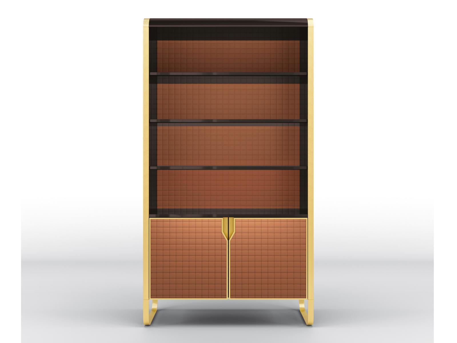 Freestanding bookcase in solid wood and leather | Dafne by Bruno Zampa