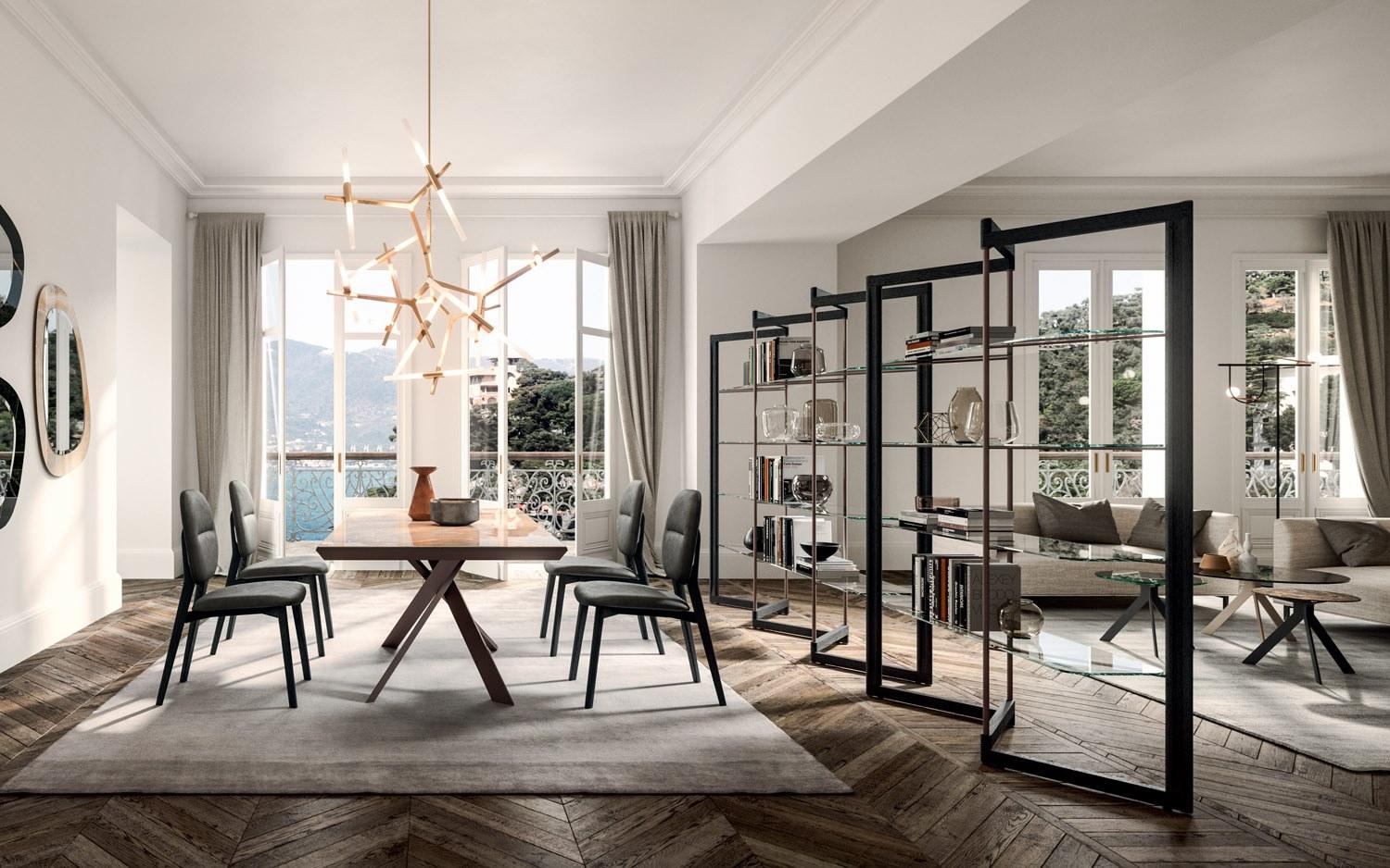 Open back leather chair | Giotto by Ozzio Italia