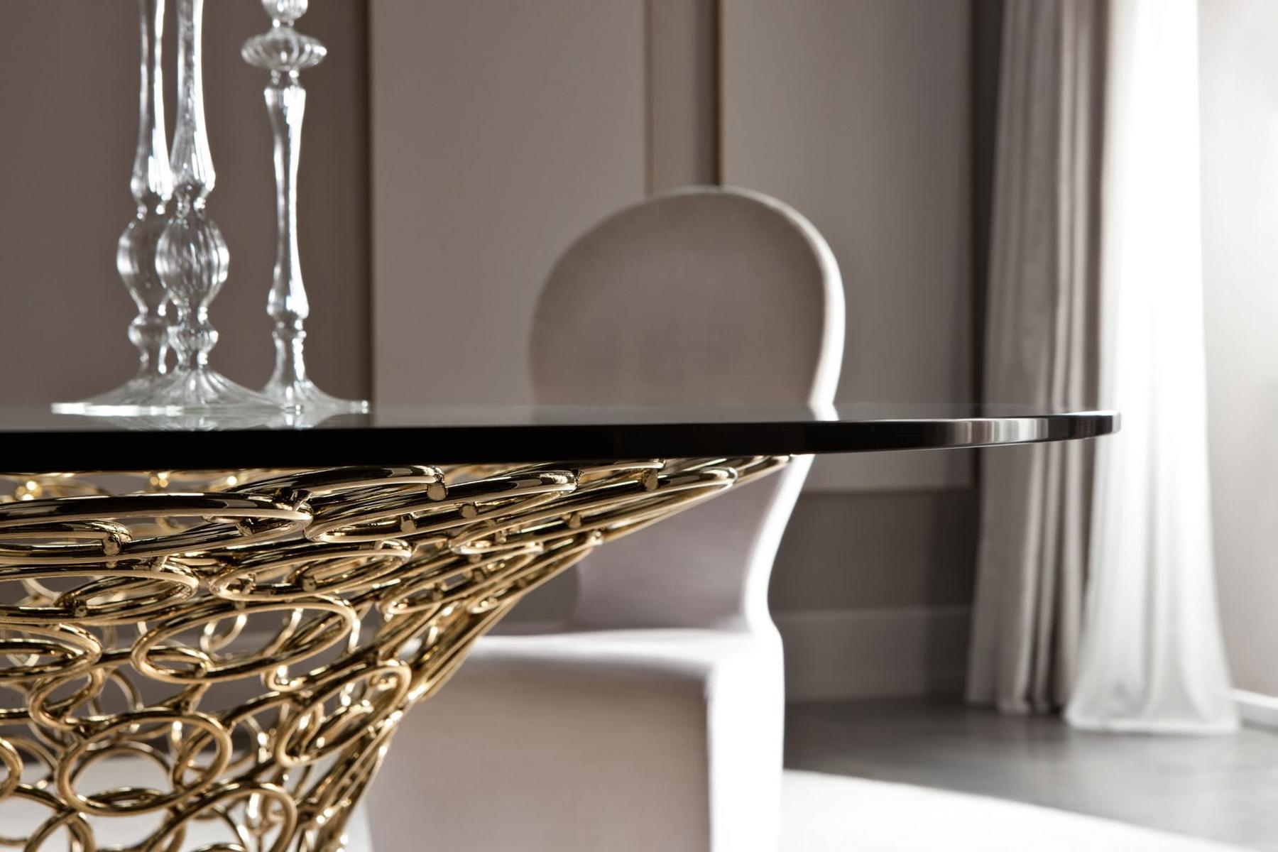 Oval glass table | Mondrian Art Form by Cantori