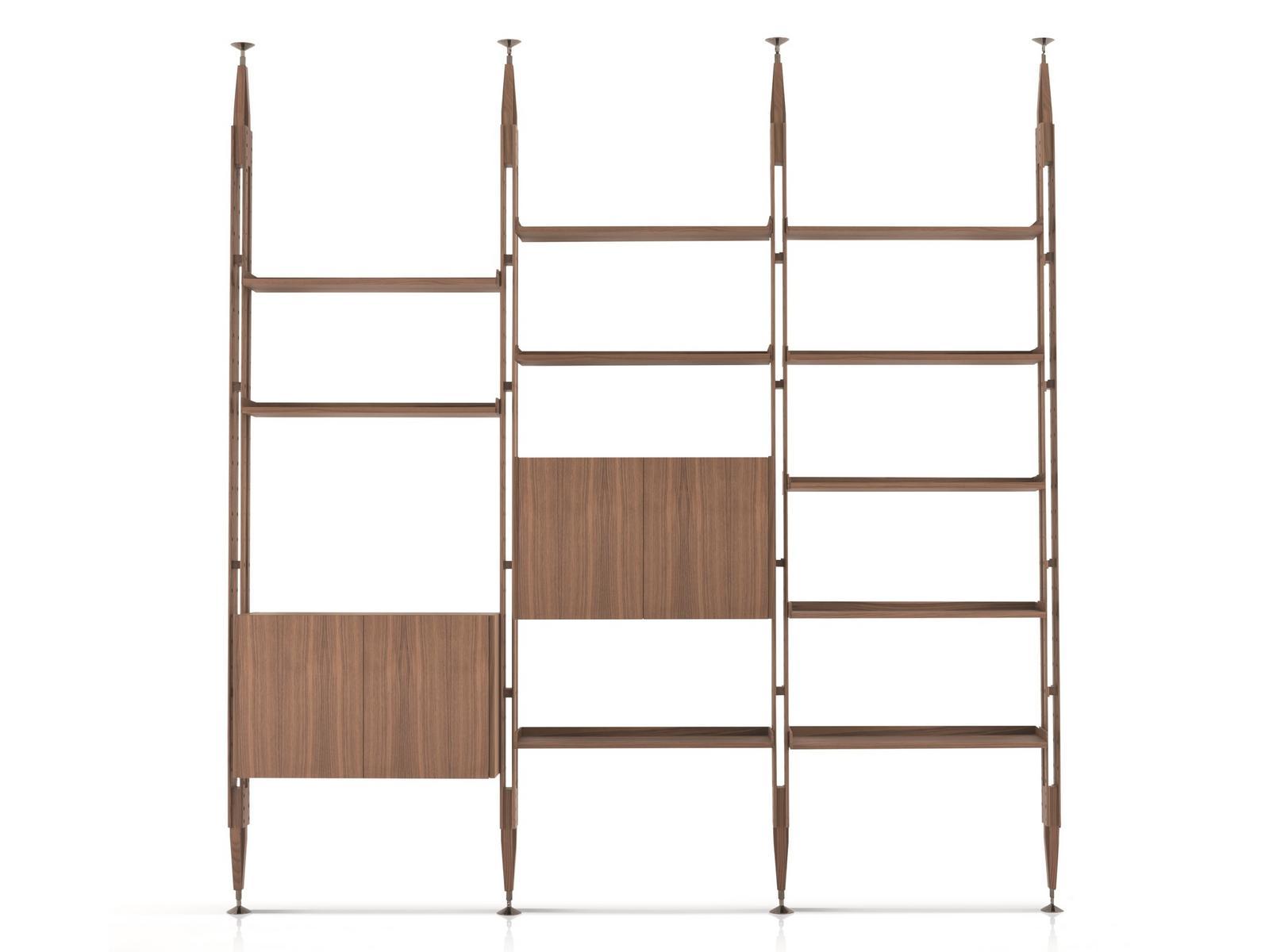 Floor-ceiling mounted wooden bookcase | 835 Infinito by Cassina