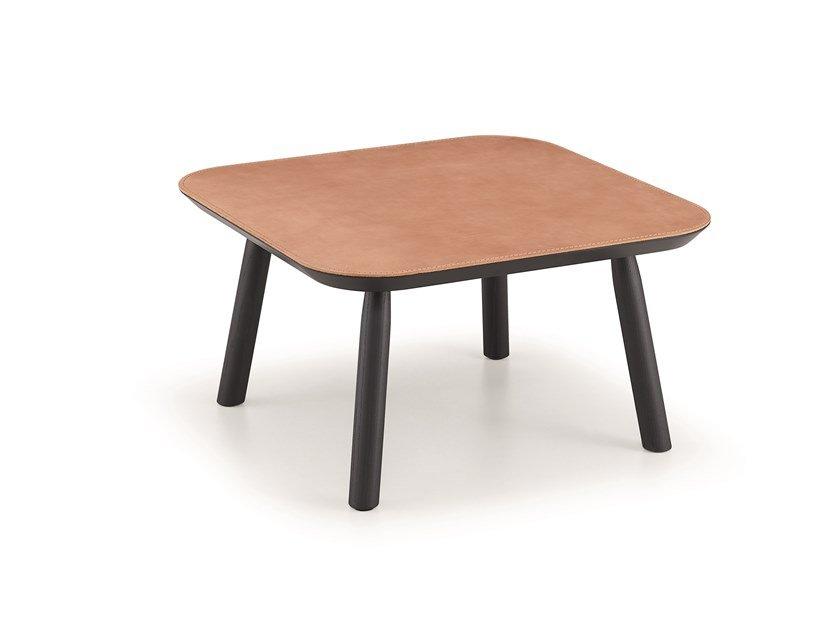 Square tanned leather coffee table | Suite by Midj