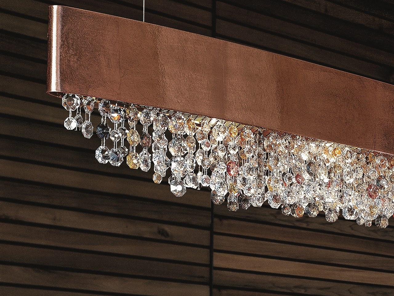 LED metal pendant lamp with crystals | Olá S8 Ov210 by Masiero
