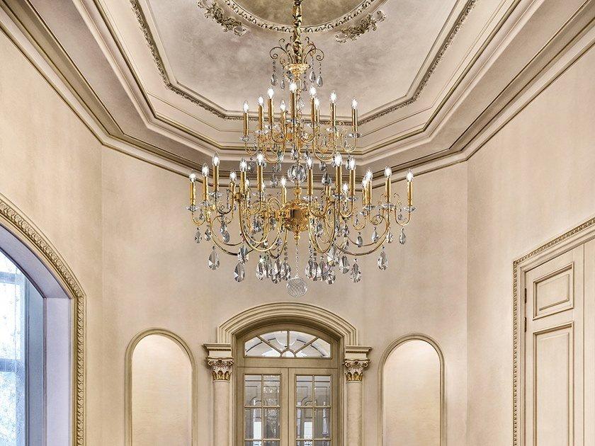 Incandescent brass chandelier with crystals | Zaira 27 / 18 / 9 by Masiero