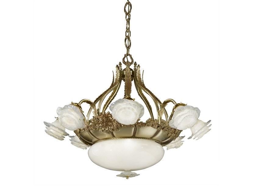 French Gold chandelier with glasses | Rose 701/8+3 by Possoni Illuminazione