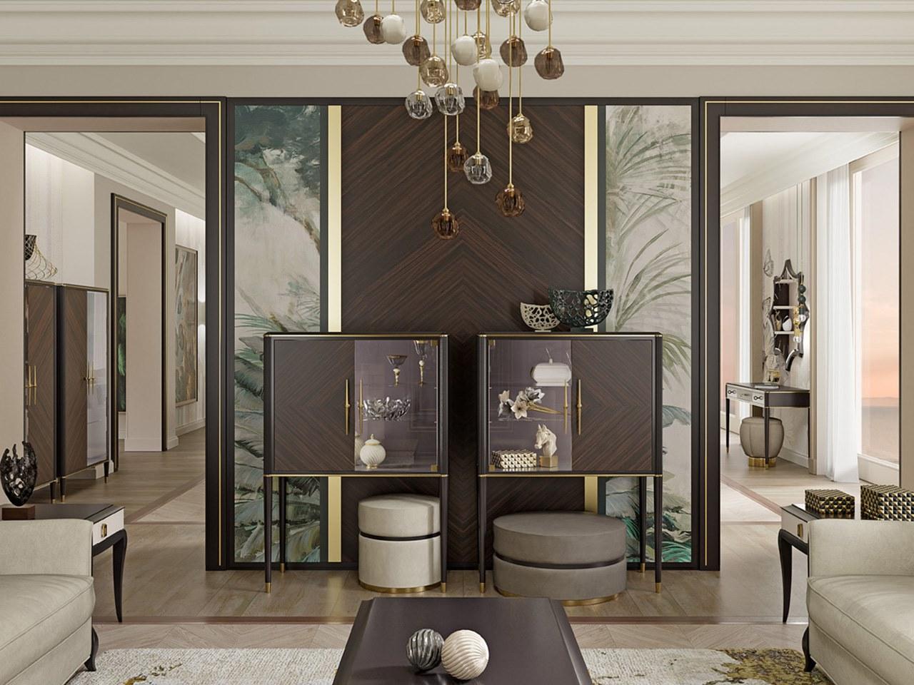 Walnut display cabinet with integrated lighting | Pr.542 by Stella del Mobile