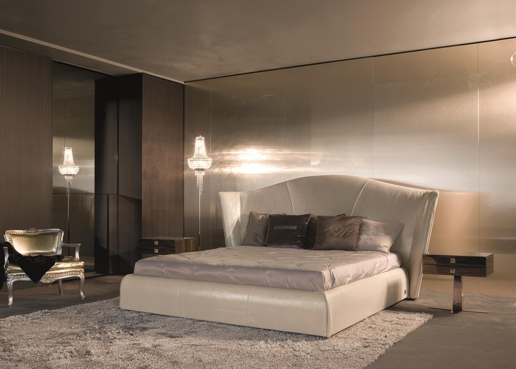 Velvet bed with tufted headboard | Heron by Longhi