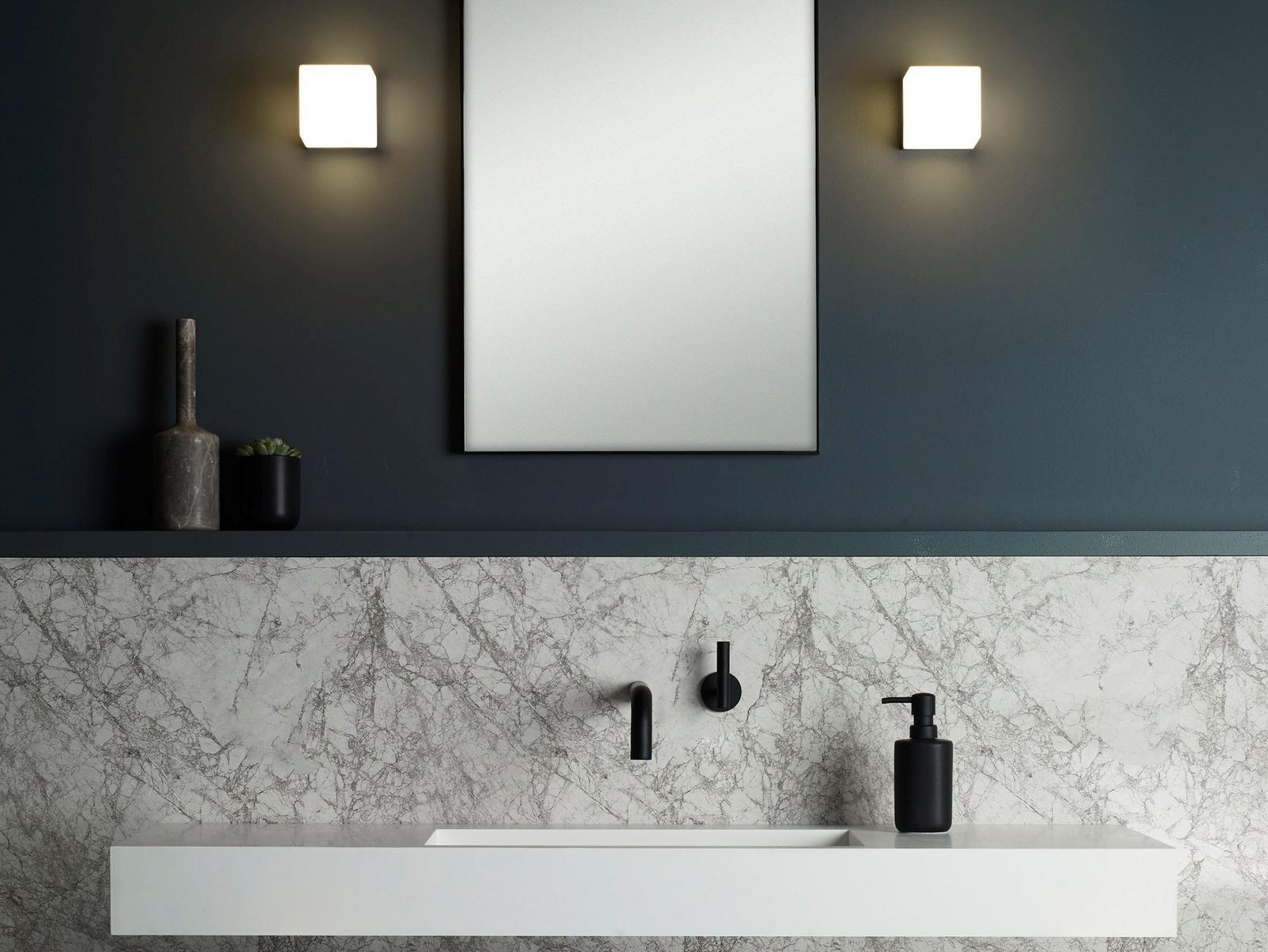 LED glass and steel wall light | Cube by Astro lighting