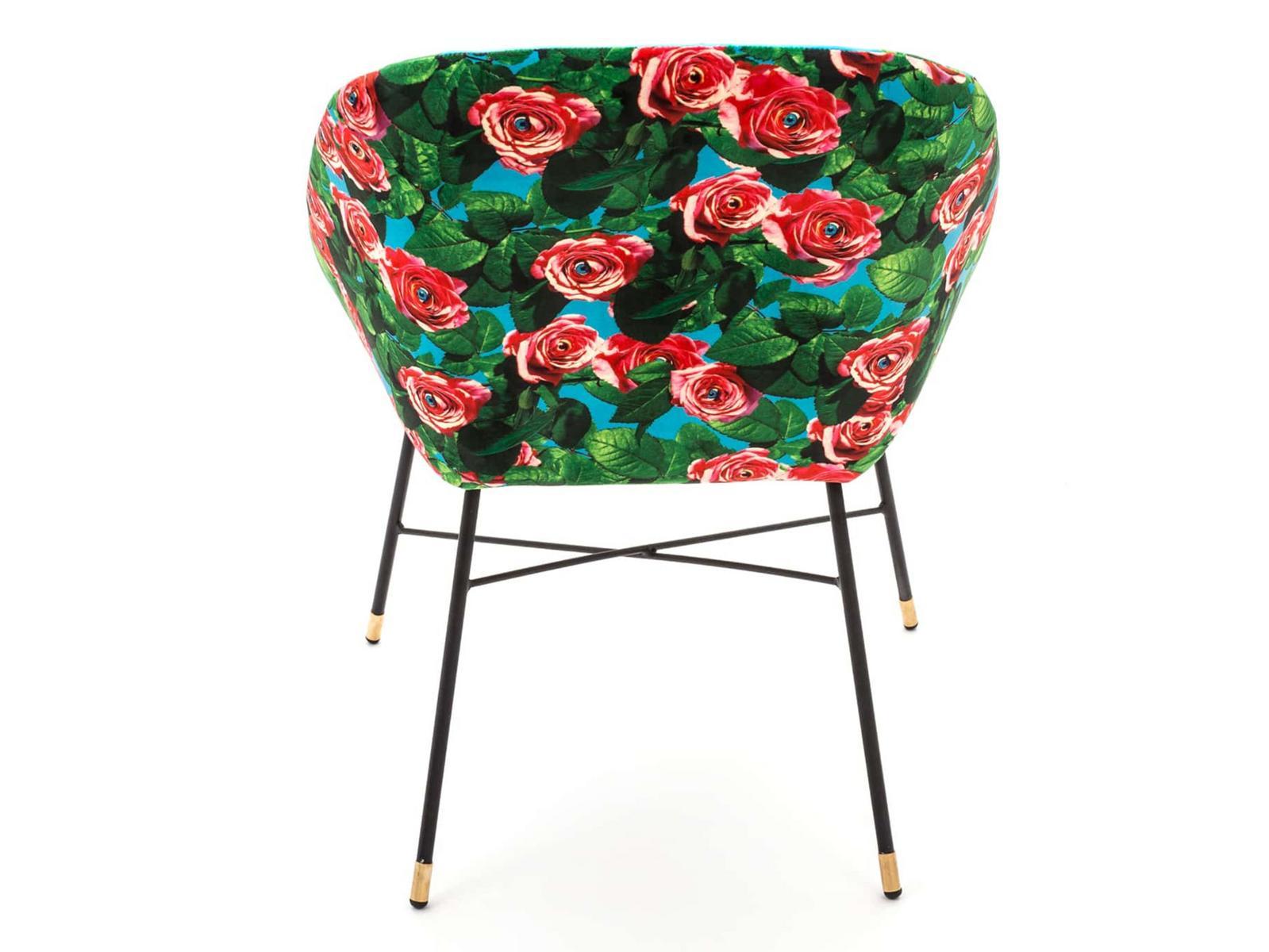 Upholstered fabric chair with armrests | Roses by Seletti