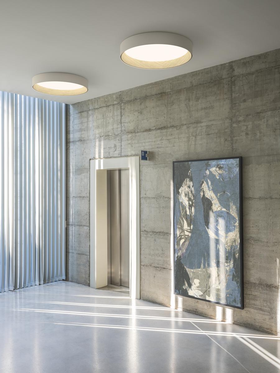 LED aluminium and wood ceiling lamp | Duo by Vibia