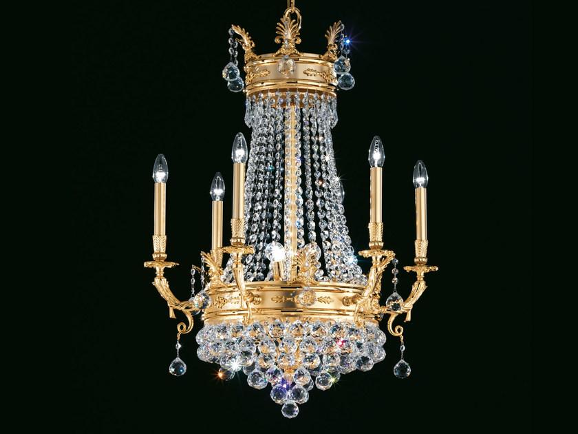 Incandescent brass chandelier with crystals | Impero & Deco Ve 804 by Masiero