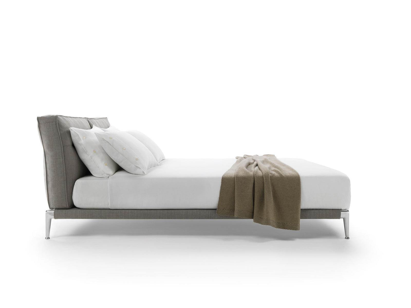 Fabric double bed with upholstered headboard | Adda by Flexform