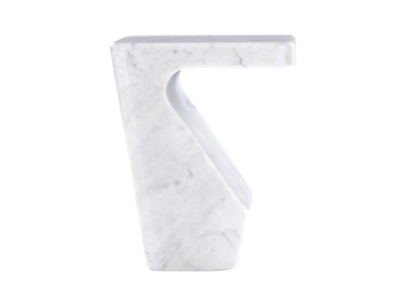 Low rectangular Carrara marble coffee table | Stump by Ligne Roset