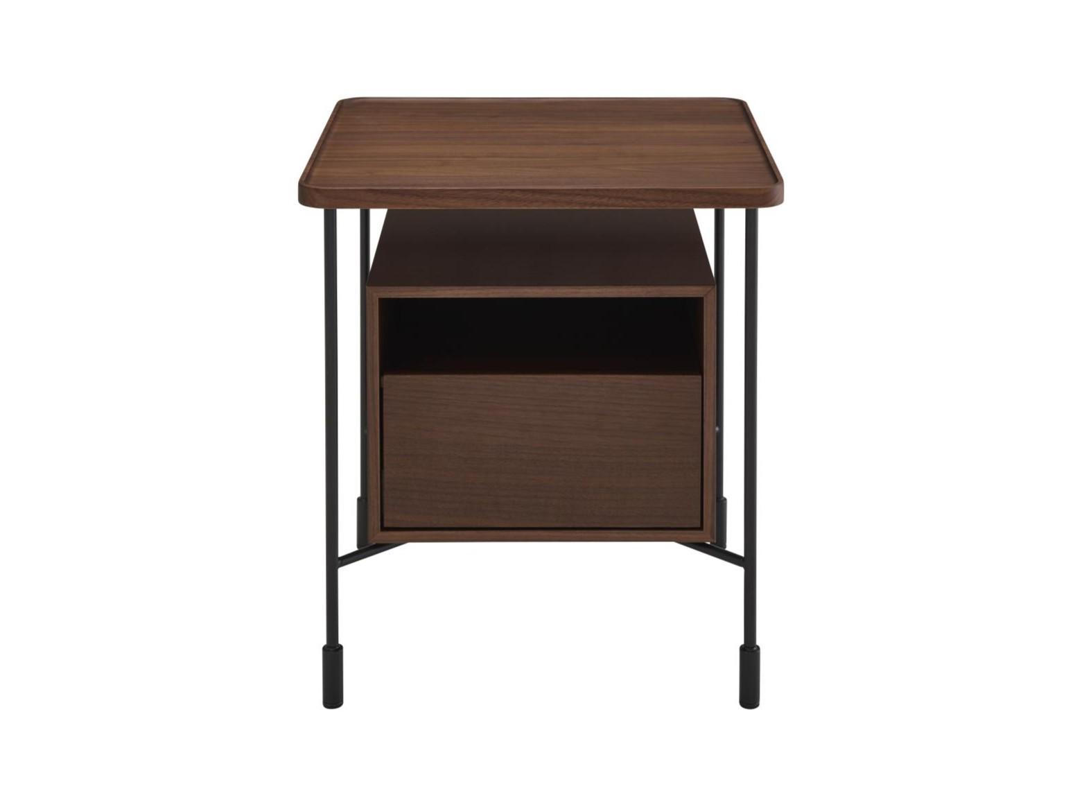 Square walnut bedside table with drawers | Passepartout by Ligne Roset